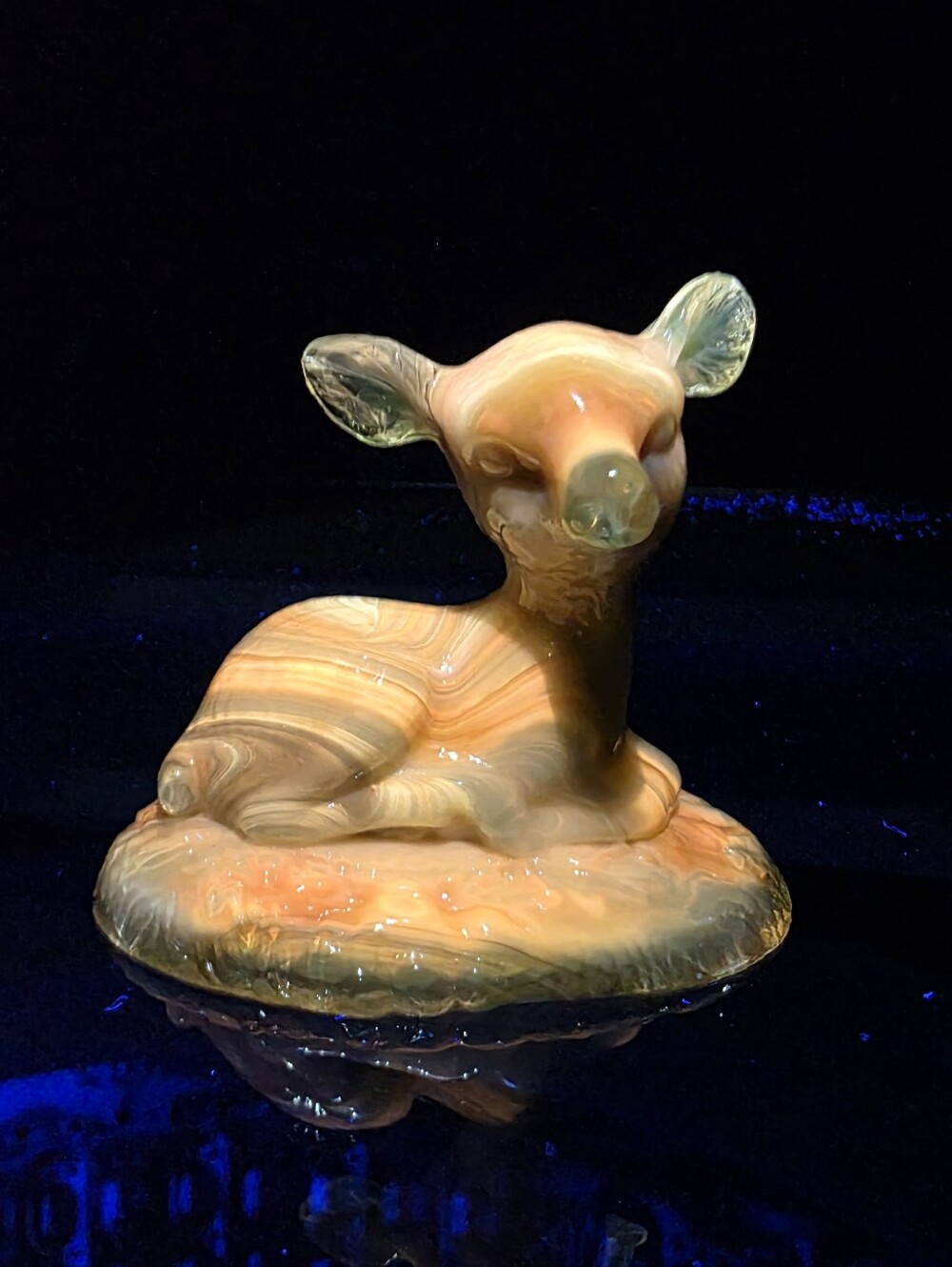 Boyd Glass Slag Bingo Deer Figurine GLOWS. - Picture 13 of 15
